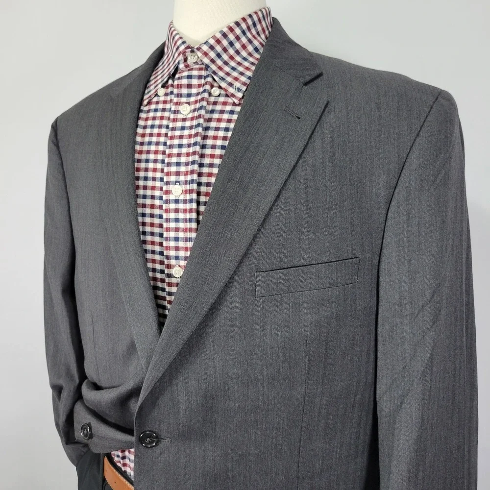 JOS‎ A BANK Signature Men's Sport Coat Blazer Two Button Gray Herringbone 48R